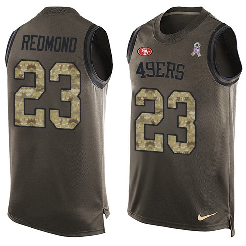 Men's Limited Will Redmond Nike Jersey Green - #23 Salute to Service Tank Top NFL San Francisco 49ers